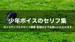 少年ボイスのセリフ集｜ボイスサンプル・配信・練習用台本まとめ｜セリフ27個